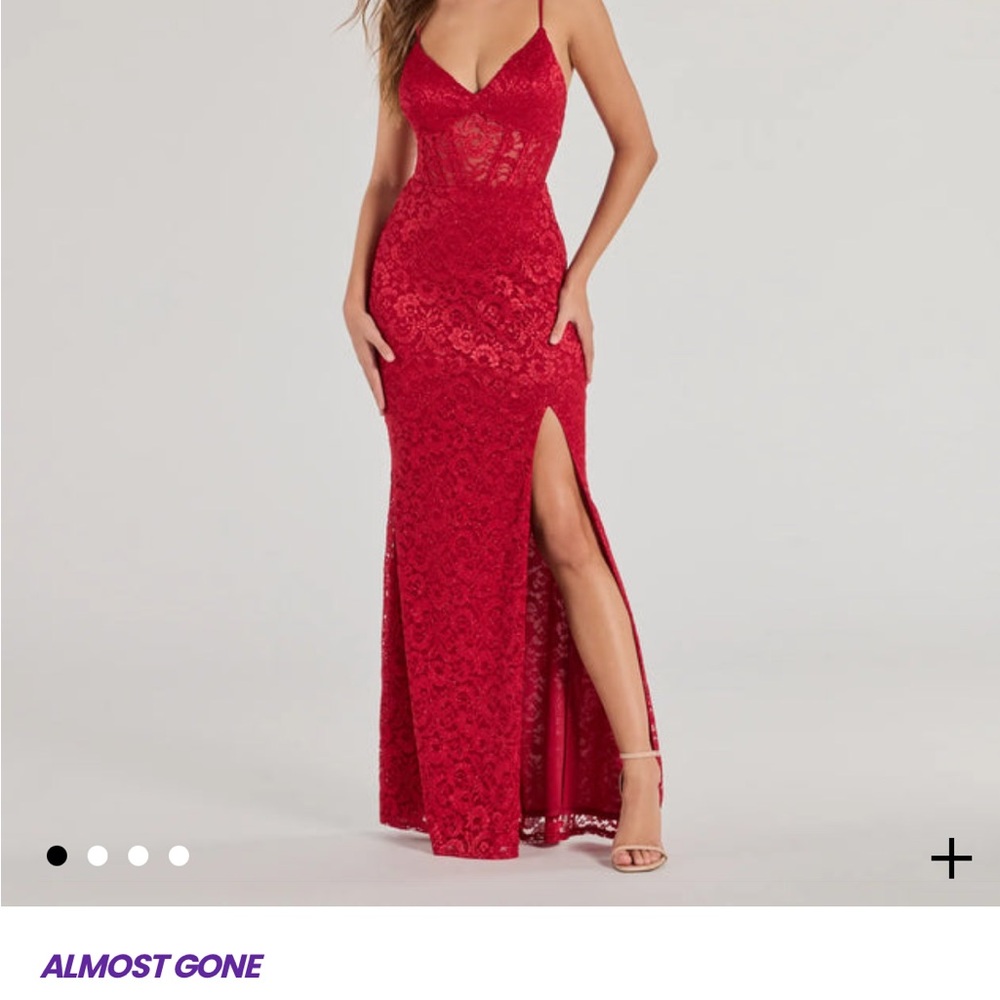 Elegant Red Lace Gown